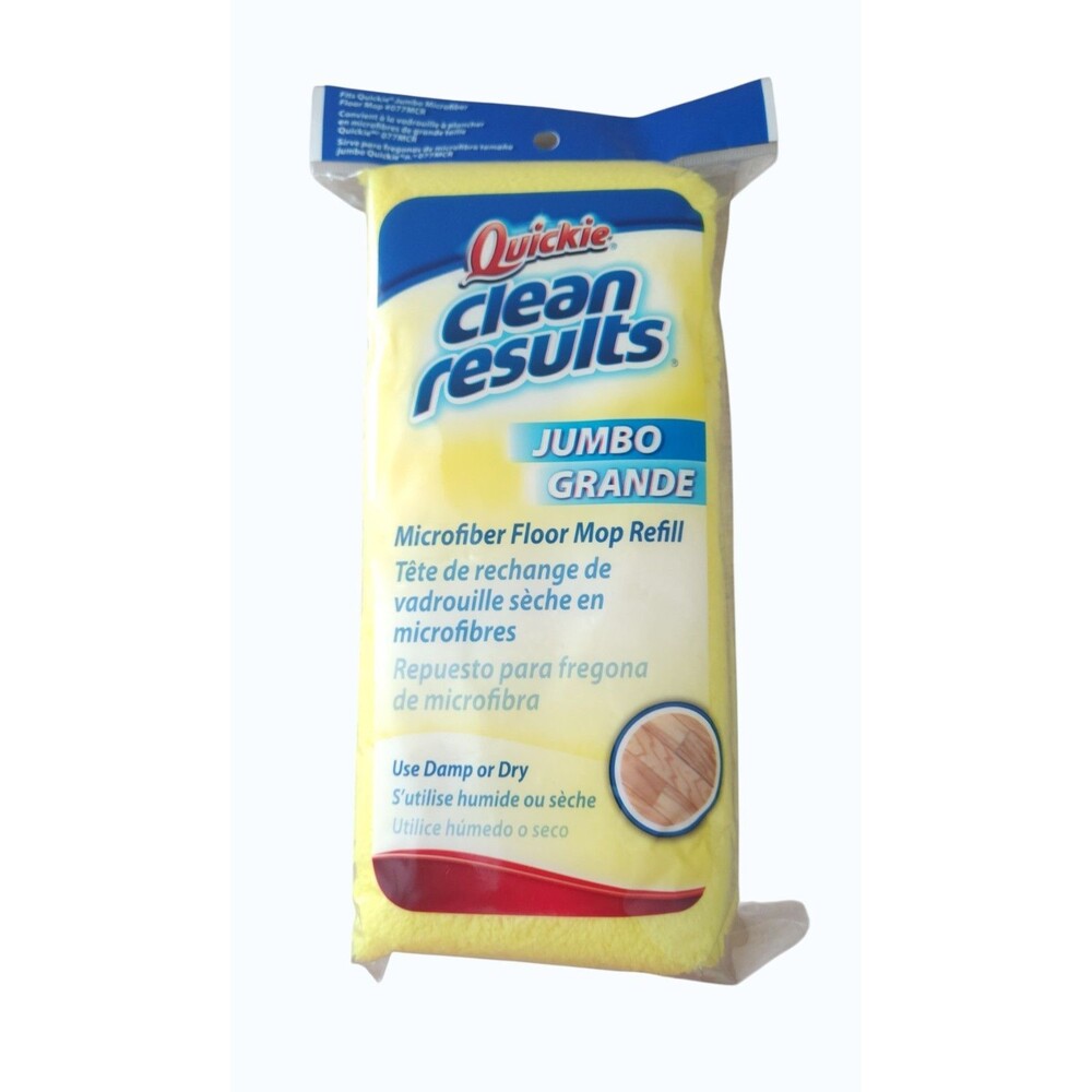 Quickie Clean Results Jumbo Microfiber Floor Mop Refill 077MCR 0774MCR Yellow